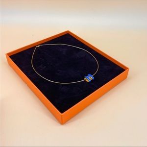 Hermes classic pop H necklace blue